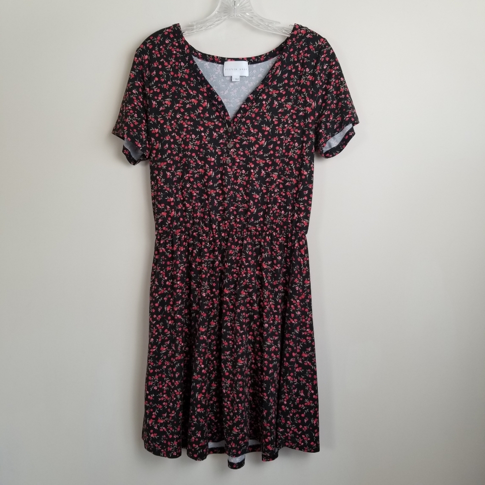 French Grey Floral Ditsy Print Dress Large Bust 37